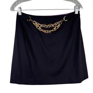 Milly of New York Black Mini Skirt 6 Gold Chain Y2K